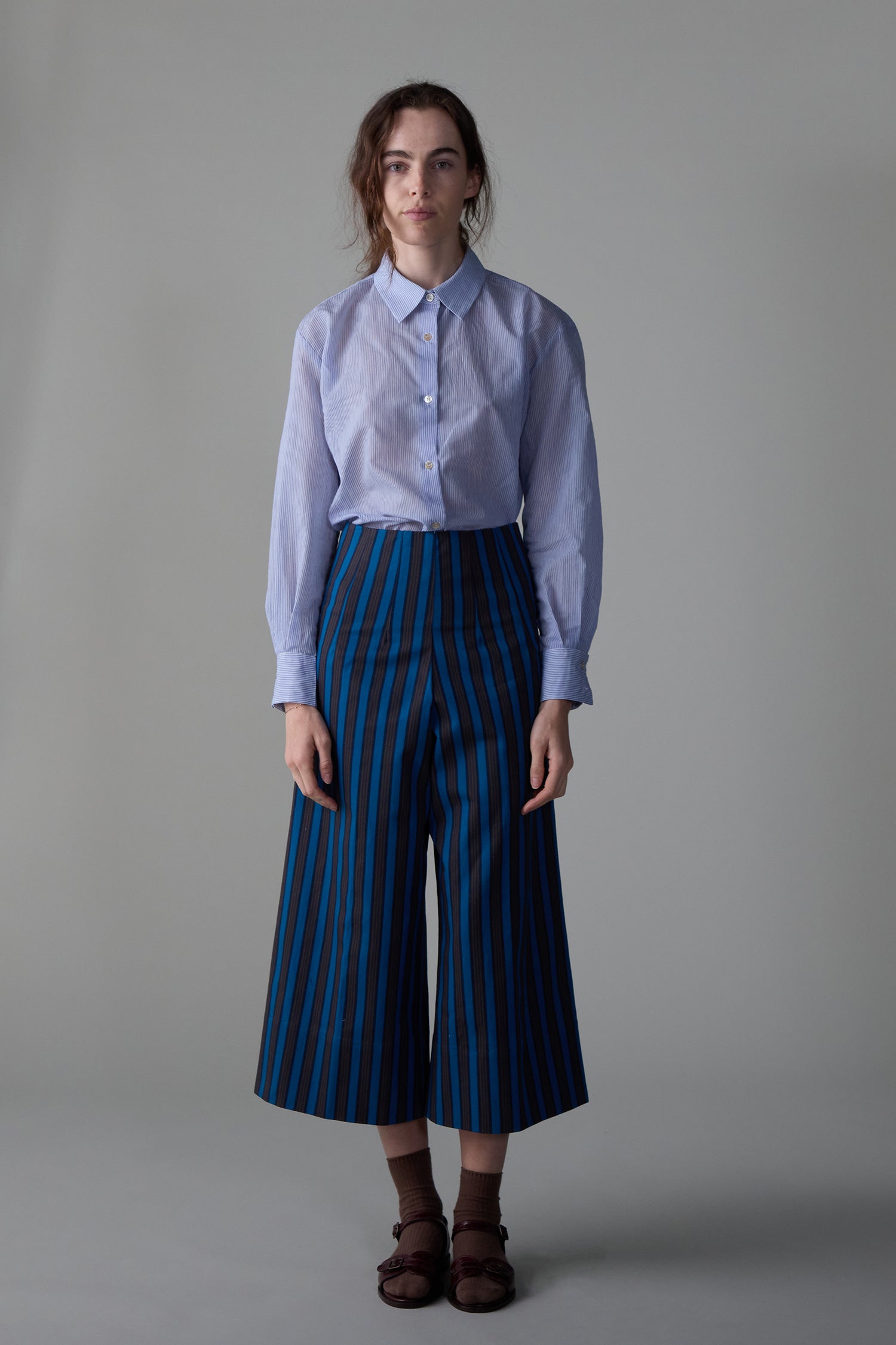 ELLIS PANT | TEAL COTTON STRIPE