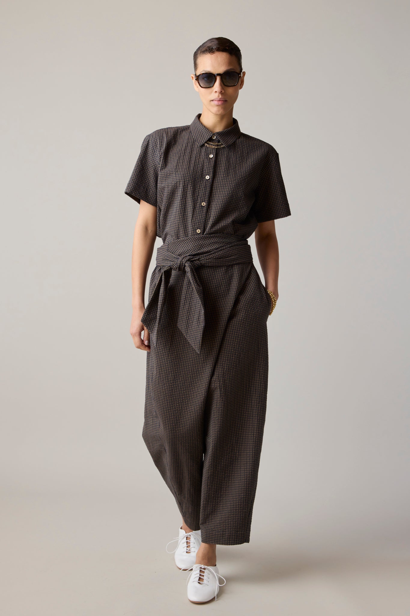 NICOLE PANT | BROWN BLACK GINGHAM